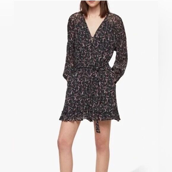 All Saints kaylee sketch playsuit romper dress size 6 - Picture 1 of 7